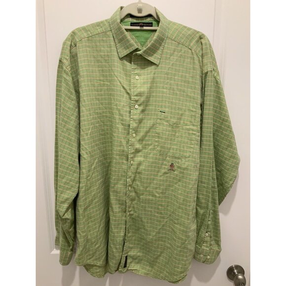 Tommy Hilfiger Button Up Shirt XL Mens Long Sleeve Green Check Pattern - Picture 1 of 10